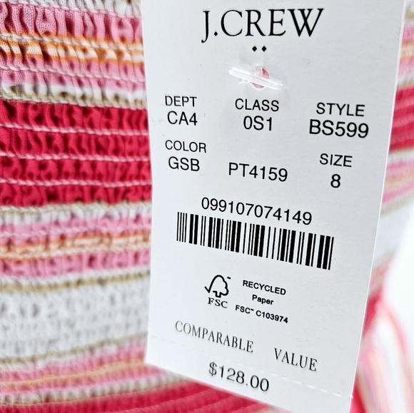 J Crew Cotton Striped Square Neck Midi Dress Pockets - Picture 13 of 13